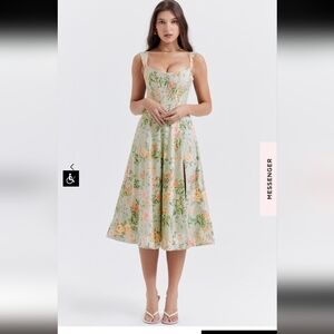 House of CB Saira Light Jade Midi Sundress Small NWT